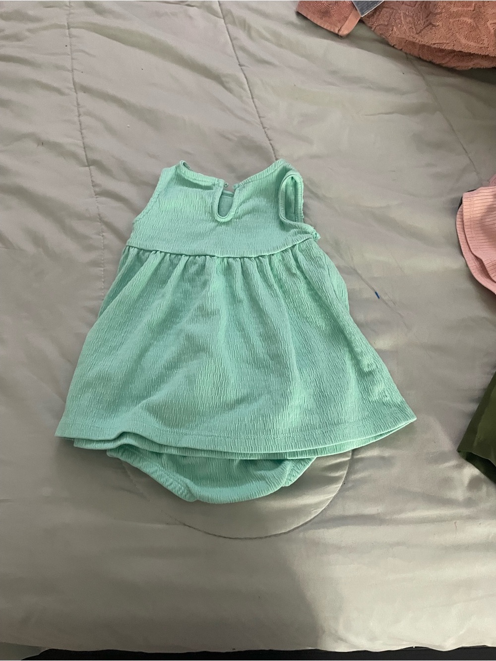 Toddler Mint Green Sleeveless Dress & Bloomers